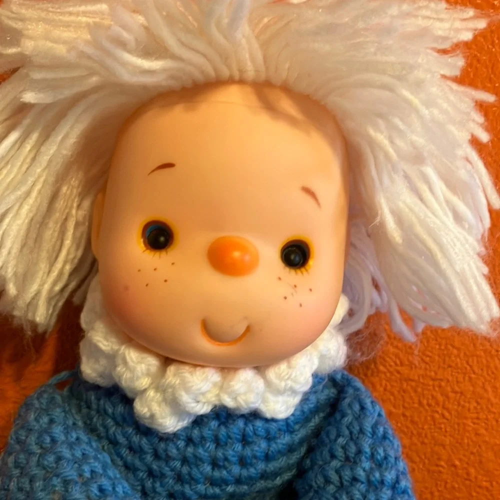Hand Crochet Doll - blue‎ and white